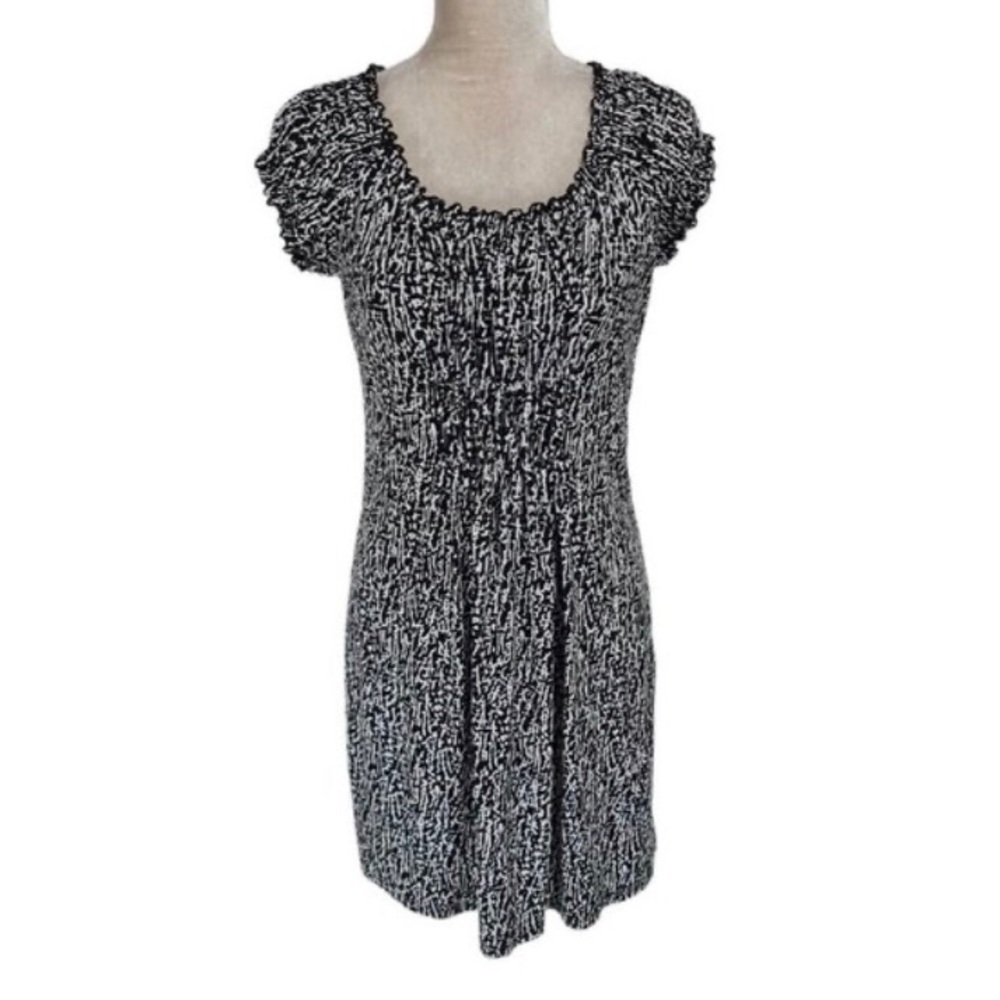 MICHAEL KORS Women Animal Print Black & White Elastic sleeve Dress - size L